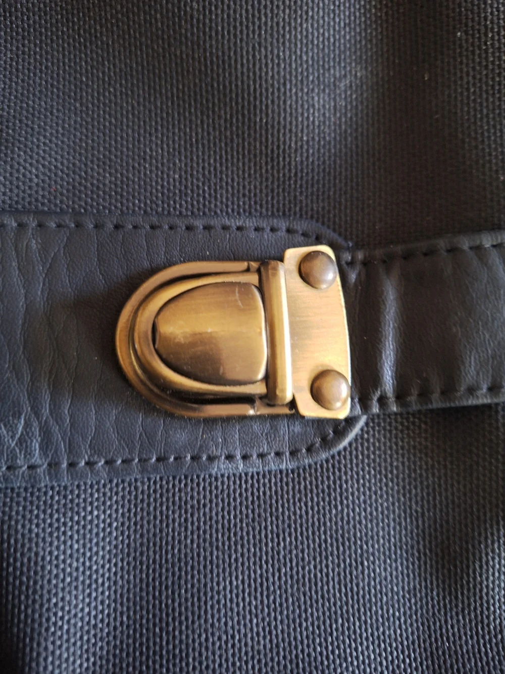 Men's Yves Saint Laurent Messenger Bag Dark Blue Canvas with Leather Trim
